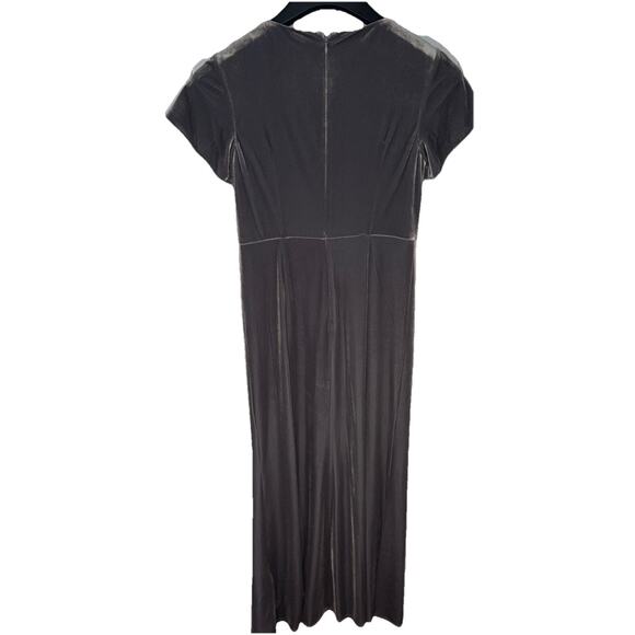 Adrianna Papell Gray Velvet Cocktail Dress Size 4 Illusion V Holiday Party - Picture 3 of 9
